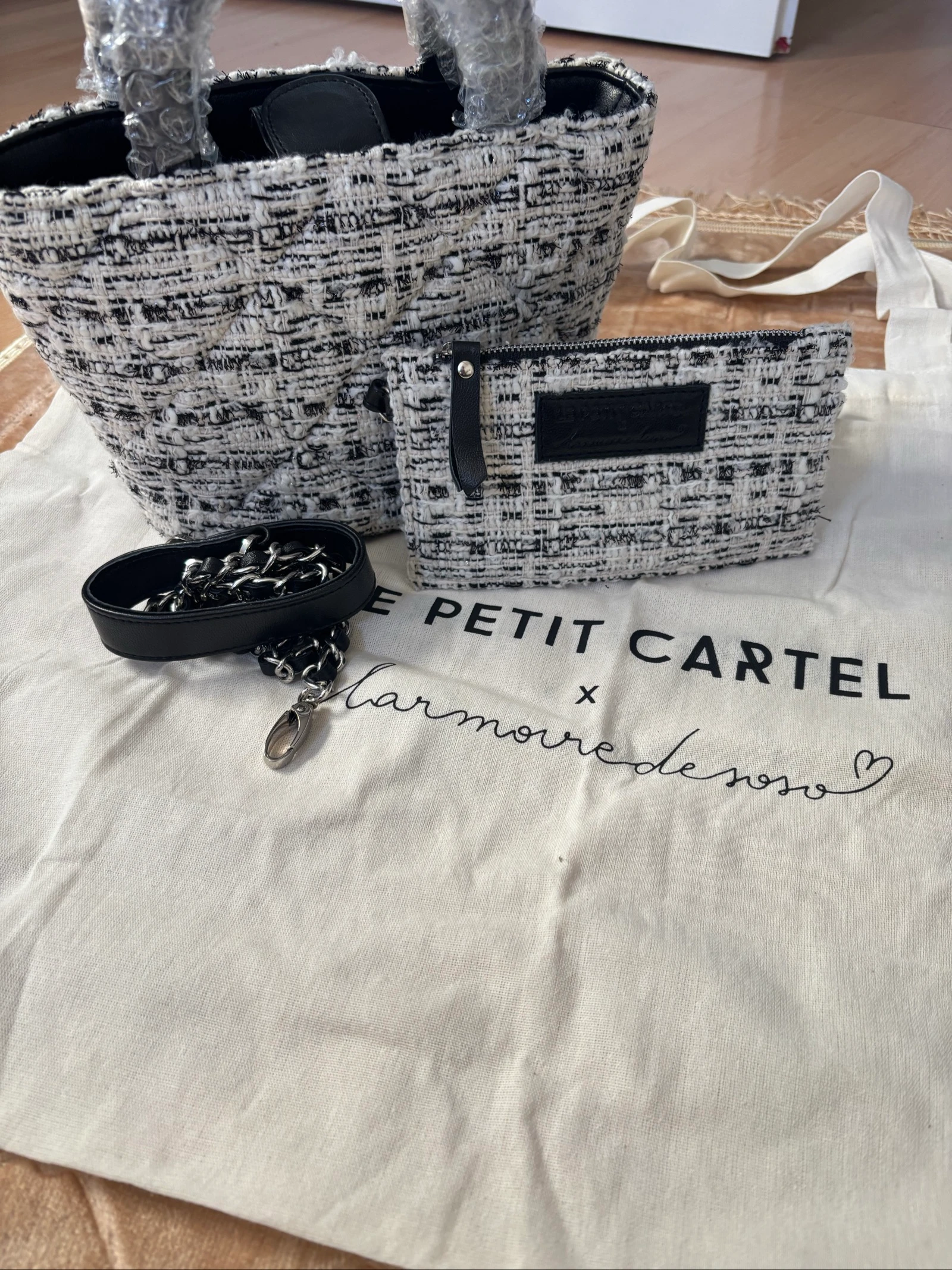 Bolso Le Petit Cartel x L’armoire de Soso – Edición Tweed Negro & Blanco – Nuevo – photo 2